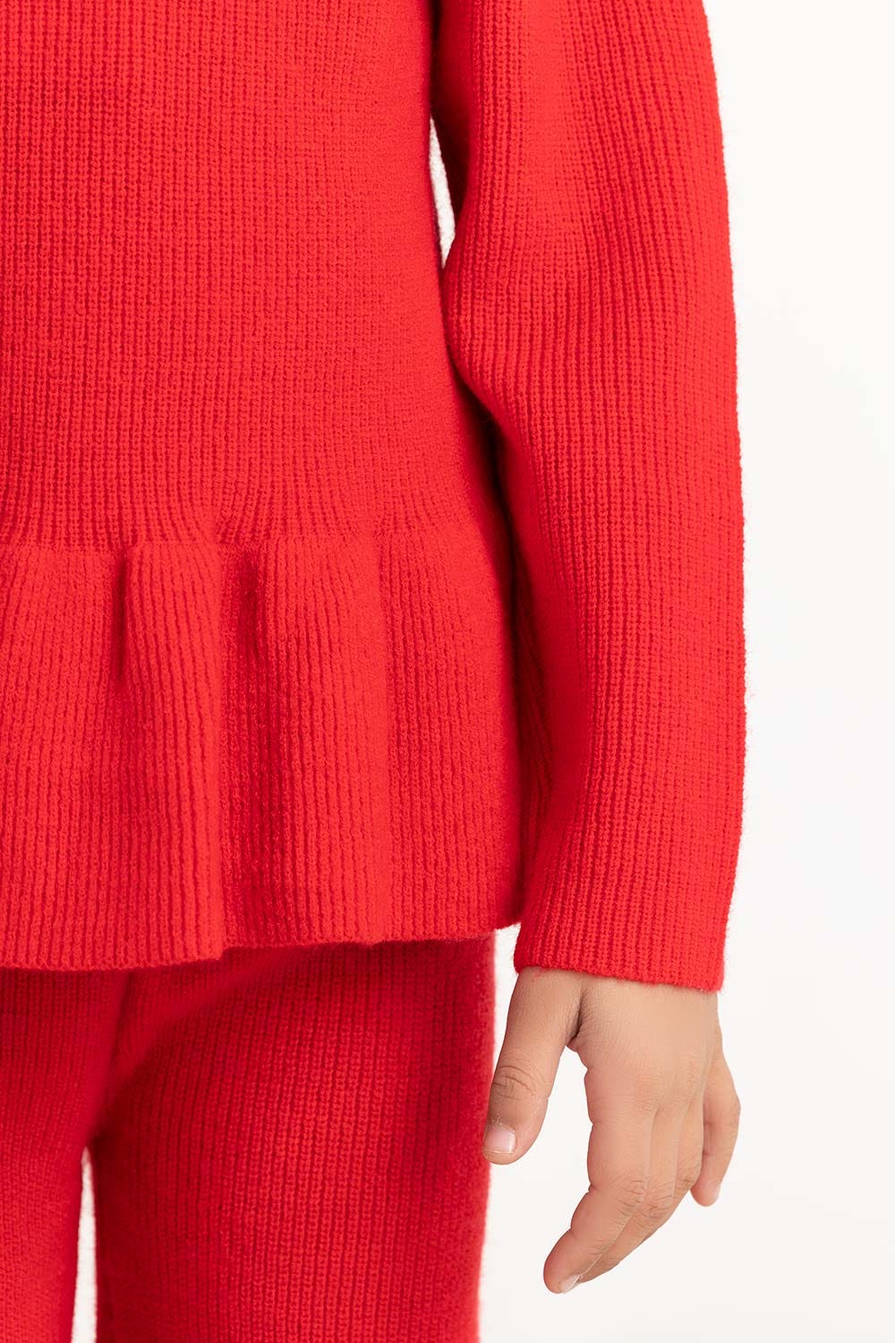 Toddler Girl Red Sweater With Round Neck - Image 3