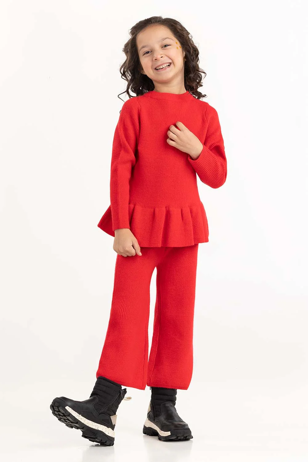 Toddler Girl Red Sweater With Round Neck - Image 4