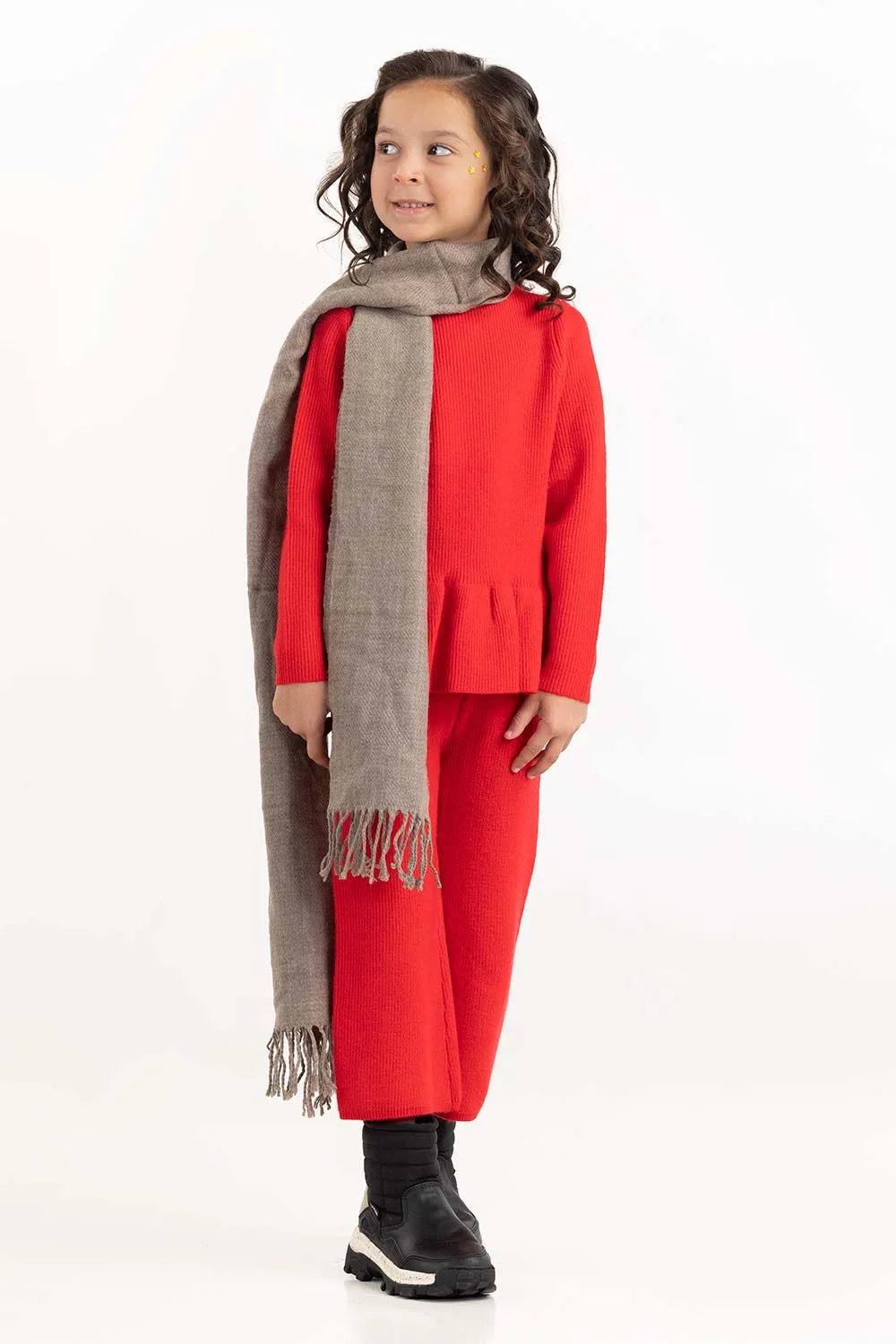 Toddler Girl Red Sweater With Round Neck - Image 5