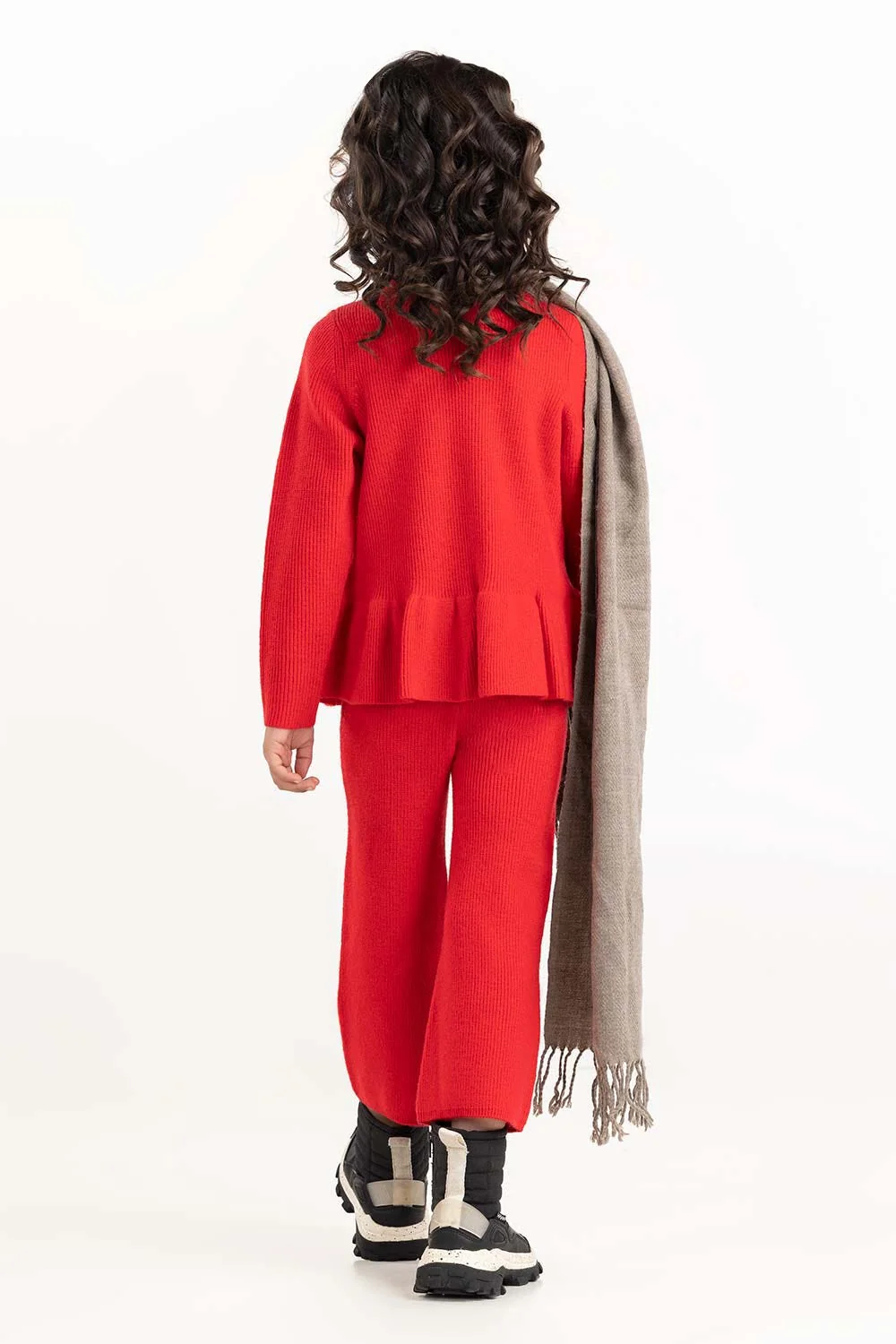 Toddler Girl Red Sweater With Round Neck - Image 6