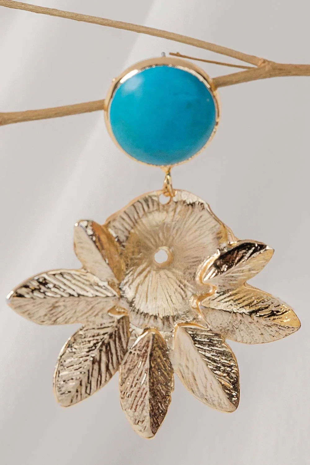 Turquoise Flower Drop Earrings - Image 2