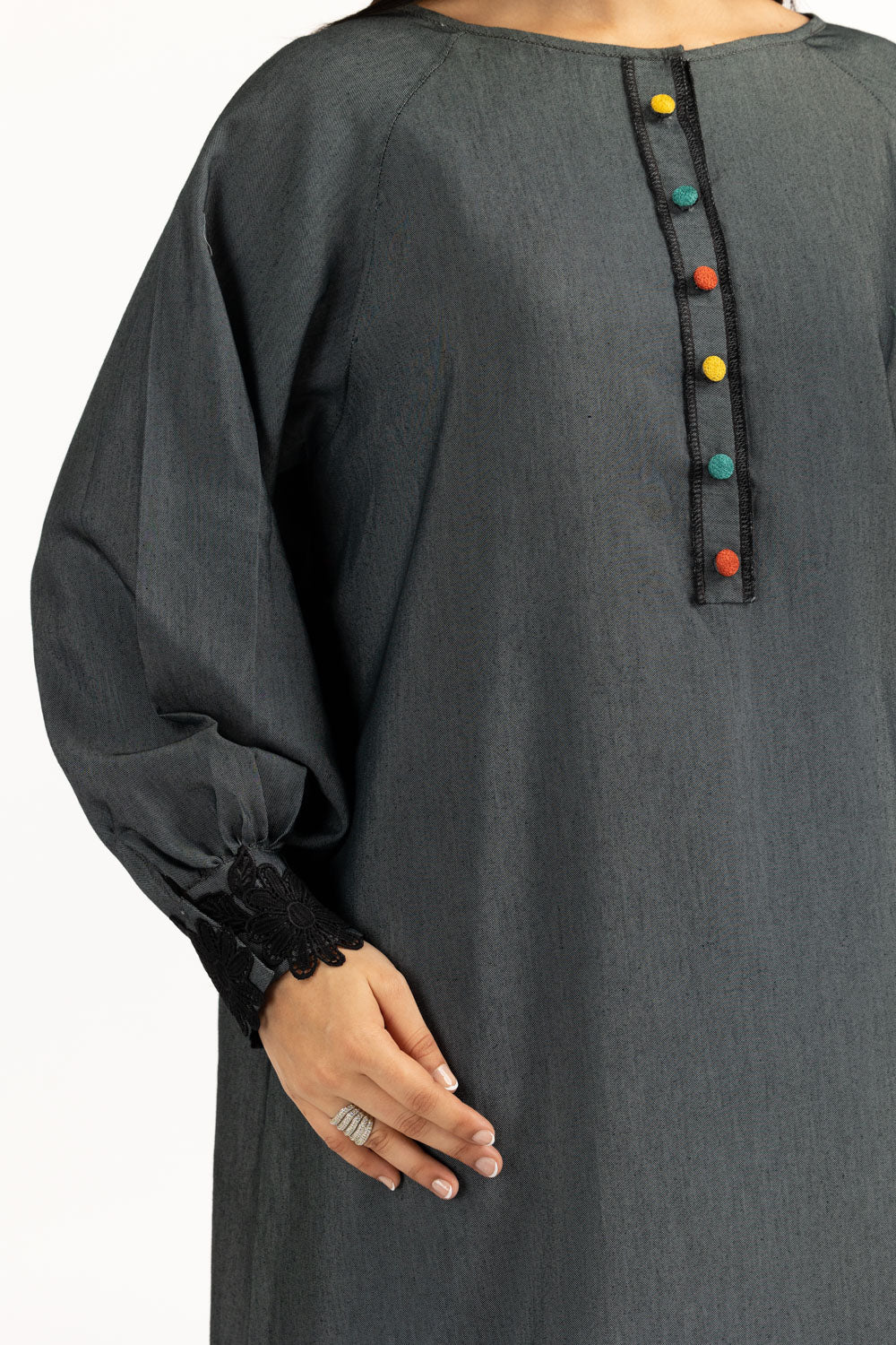 Twill Dyed Embellished Shirt - Image 4
