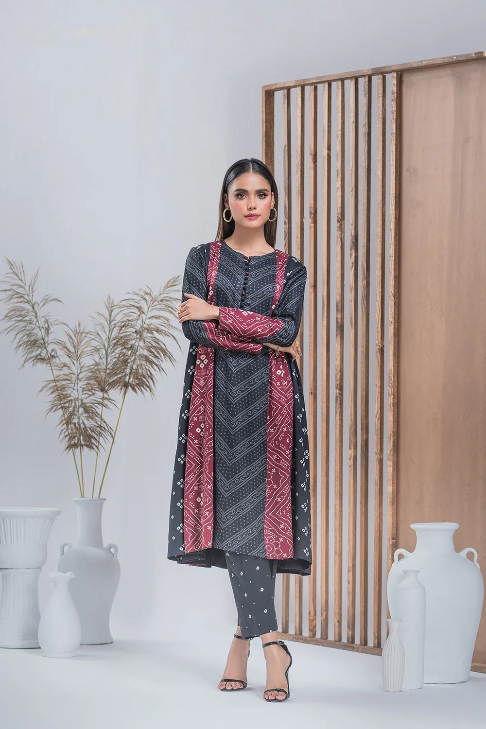 Twill Viscose Printed Frock And Printed Trouser - Image 4