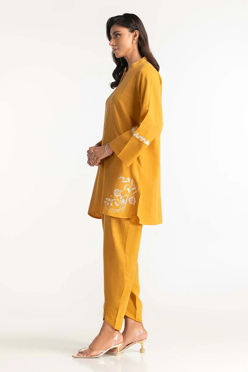 Two-Tone Herringbone Embroidered Shirt And Trouser - Image 4