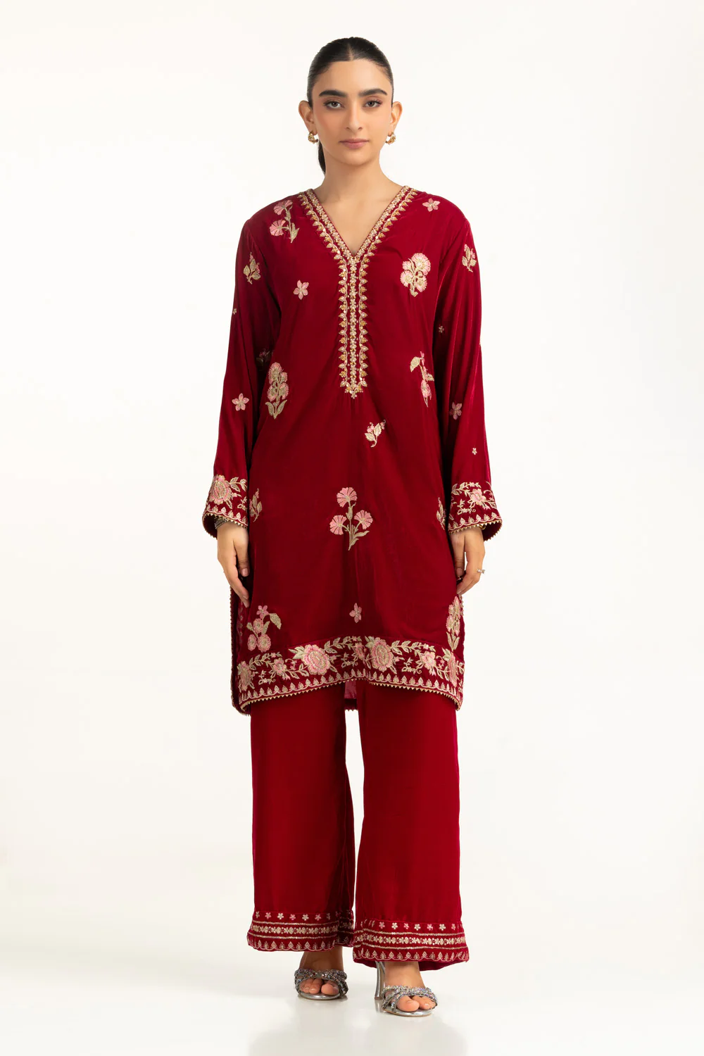 Velvet Embroidered Co-Ord Set