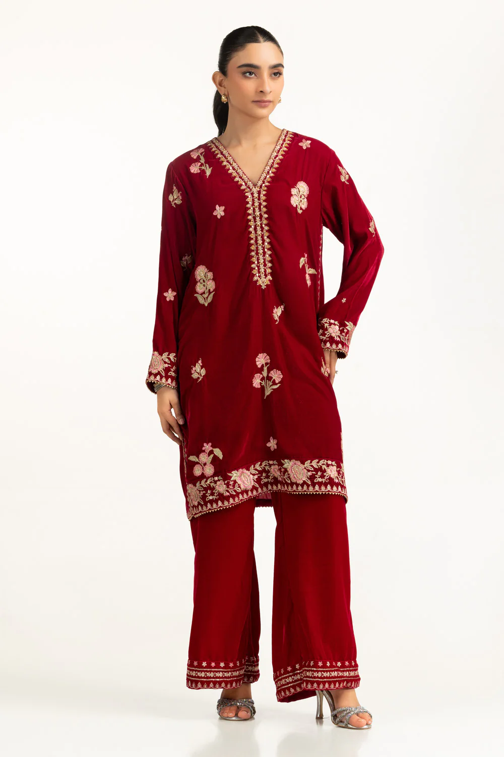 Velvet Embroidered Co-Ord Set - Image 3