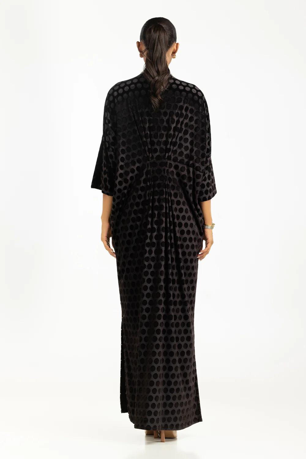 Velvet Polka Dots Embellished Kaftan - Image 6