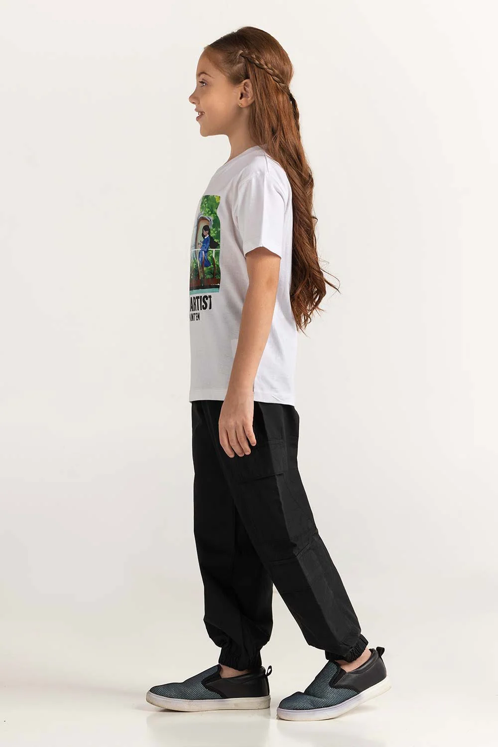 White Junior Girl Knit Printed Tee - Image 4
