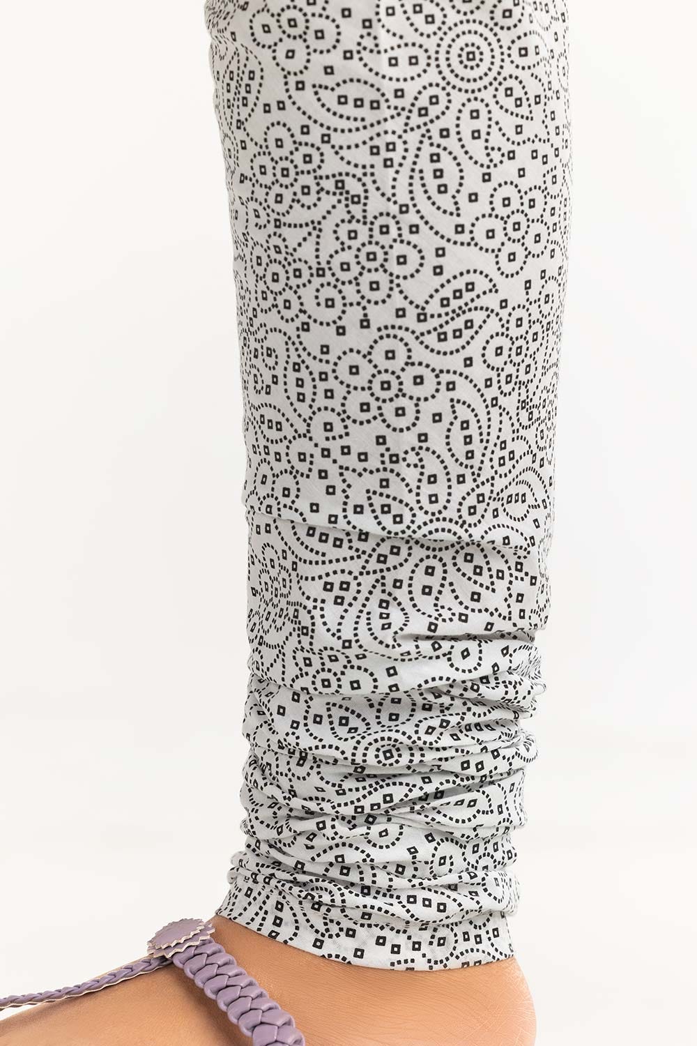 White Screen Printed Cambric Churidar - Image 3