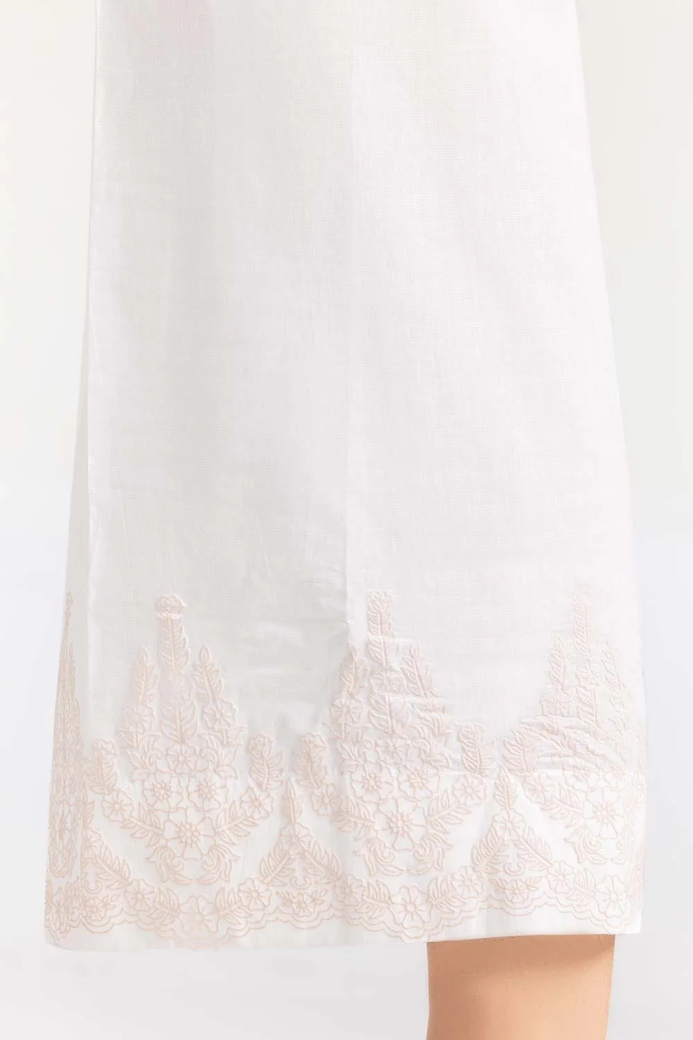 White Screen Printed Raw Silk Trousers
