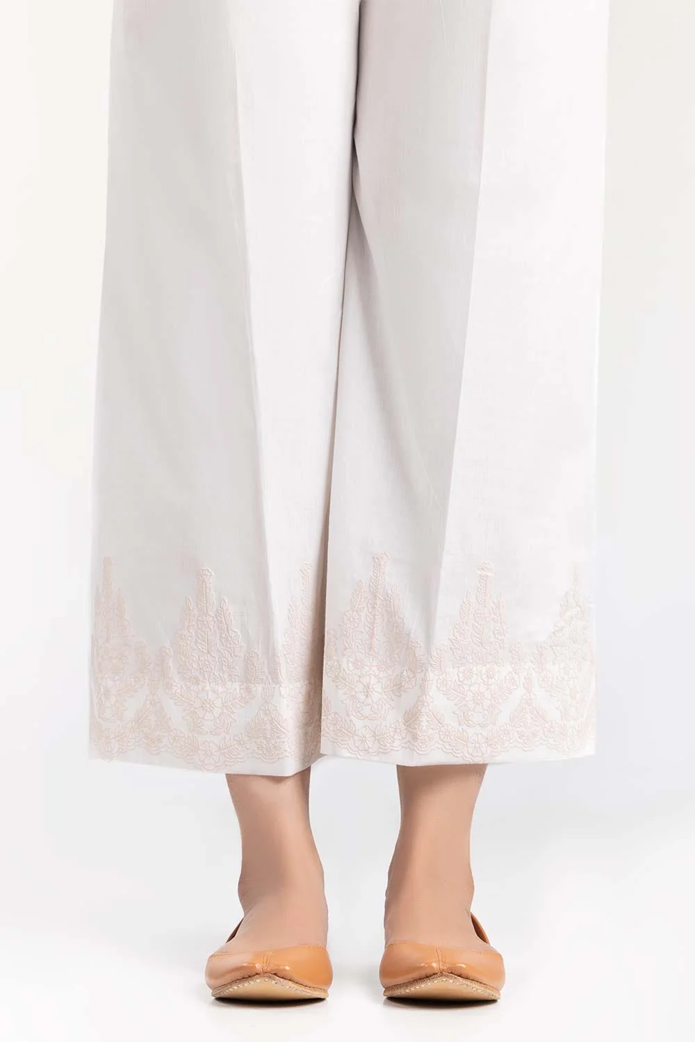 White Screen Printed Raw Silk Trousers - Image 2