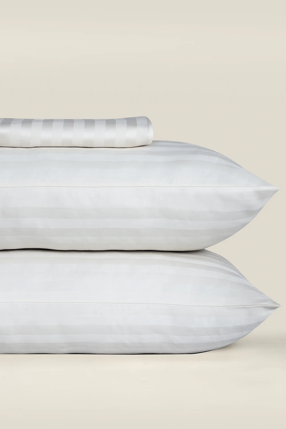 White Stripe Satin T-250 Bed Sheet Set 24 - Image 2