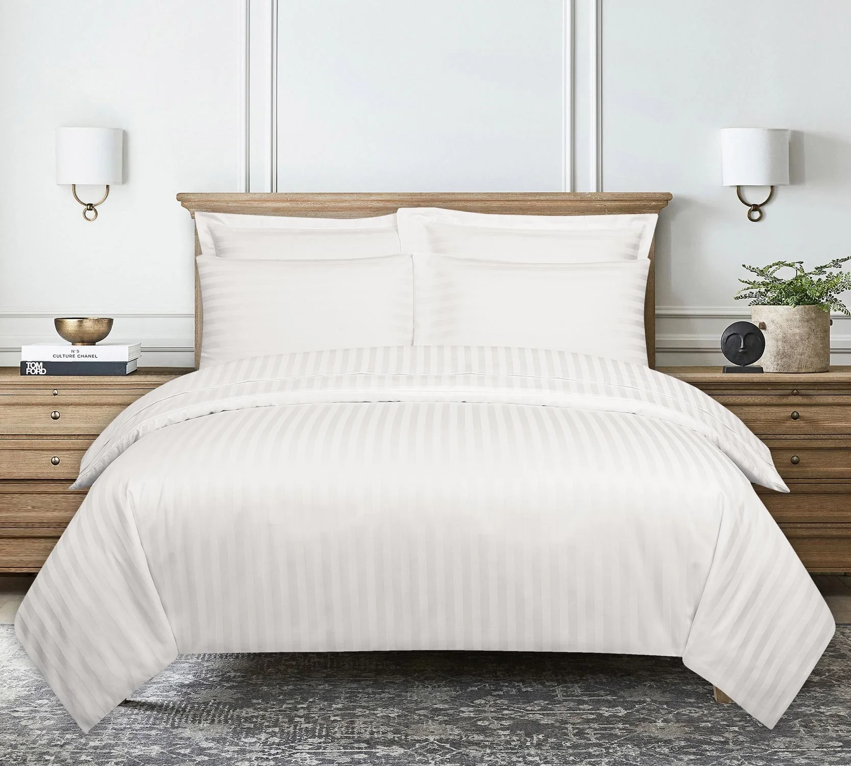 White Stripe Satin T-250 Quilt Cover Set 24 - Image 4