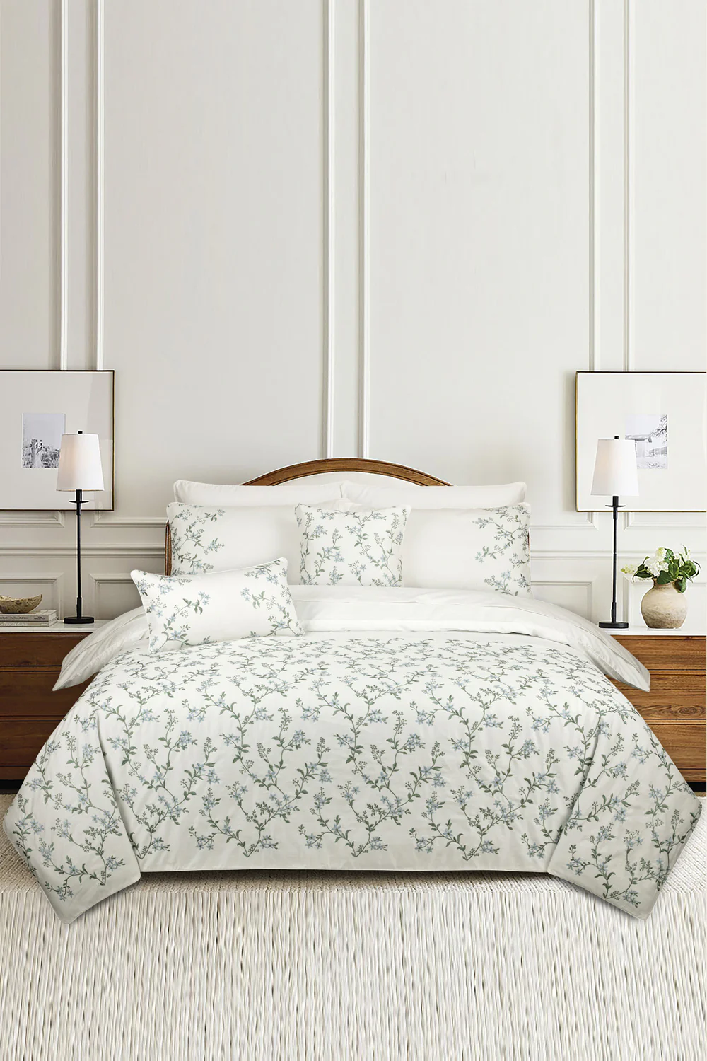 White T-400 Embroidered Quilt Cover set 26 - Image 4