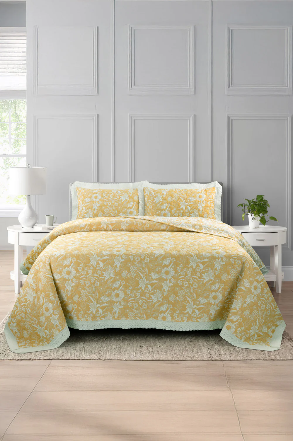 Yellow Mist Multi Layer Jacquard Bed Spread Set - Image 2