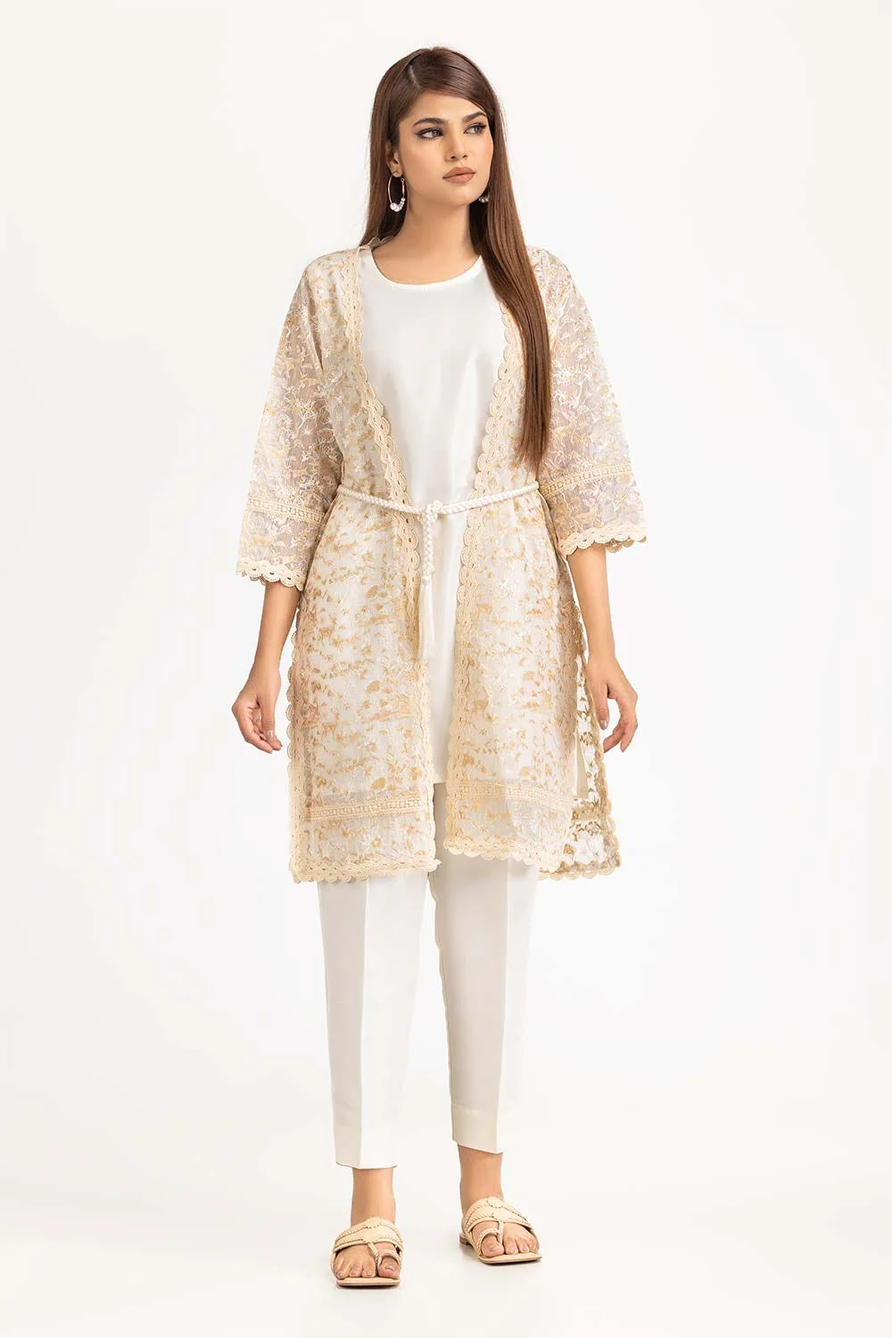 Zartaar Khaddi Net Dyed Embroidered Shirt And Trouser - Image 2